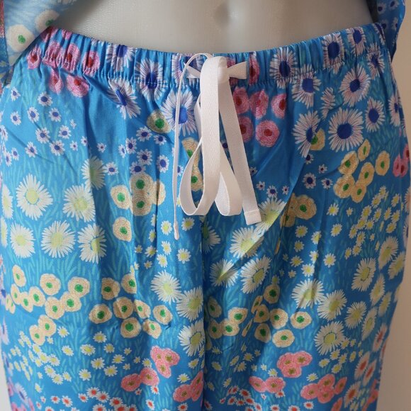 NWT Womens The Cat's Pajamas Cerulean Floral Blue Multi 2 Pc Set Top Bottom L - Picture 8 of 15